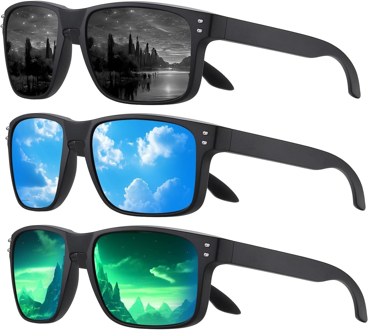 Polarized Sunglasses Men Womens - Retro Square Sun Glasses for Fishing Driving UV Protection