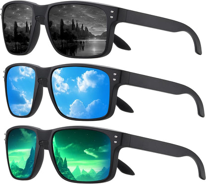 Polarized Sunglasses Men Womens - Retro Square Sun Glasses for Fishing Driving UV Protection