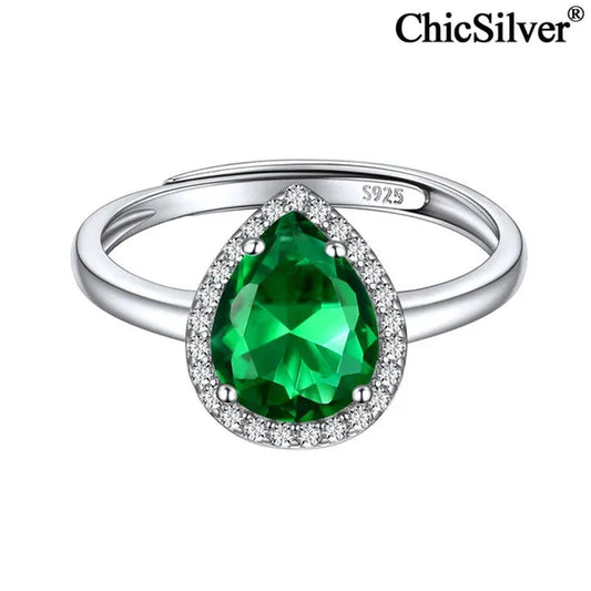 ChicSilver Pear Cut Teardrop Birthstone Promise Wedding Band Ring for Her 925 Sterling Silver Gemstone Jewelry for Women