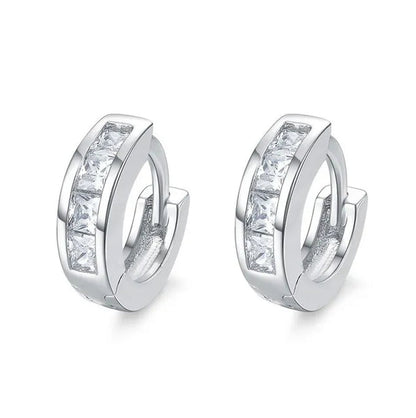 Unisex Exquisite Fashion Setting CZ Diamond Round Lab Gemestone Small Huggie Hoop Earrings for Women Men Fashion Jewelry