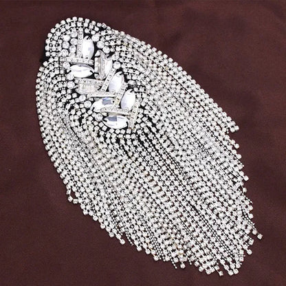 2 Color Handmade Shoulder Jewelry Tassel Rhinestones Epaulettes Clothing Accessories Brooch Epaulet Shoulder Brooches