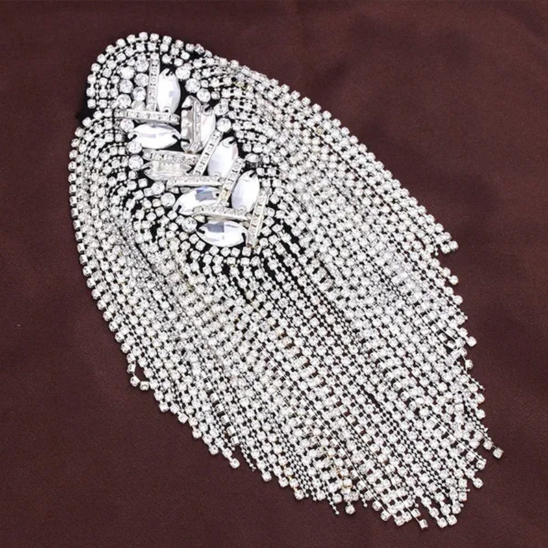2 Color Handmade Shoulder Jewelry Tassel Rhinestones Epaulettes Clothing Accessories Brooch Epaulet Shoulder Brooches