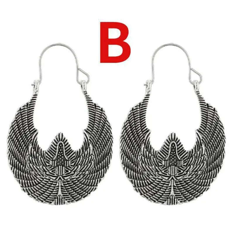 2023 new vintage fashion ladies bohemian 925 silver petal heart-shaped metal totem earrings earrings large hoop earrings glamorous bridal wedding engagement earrings anniversary birthday party gift jewelry 1 pair