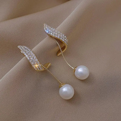New Trend Elegant Pearl Tassel Long Crystal Earrings for Women Fashion Dangle Earring Crystal Jewelry Diamond Earrings Anniversary Birthday Party Jewelry Earrings Christmas Gifts