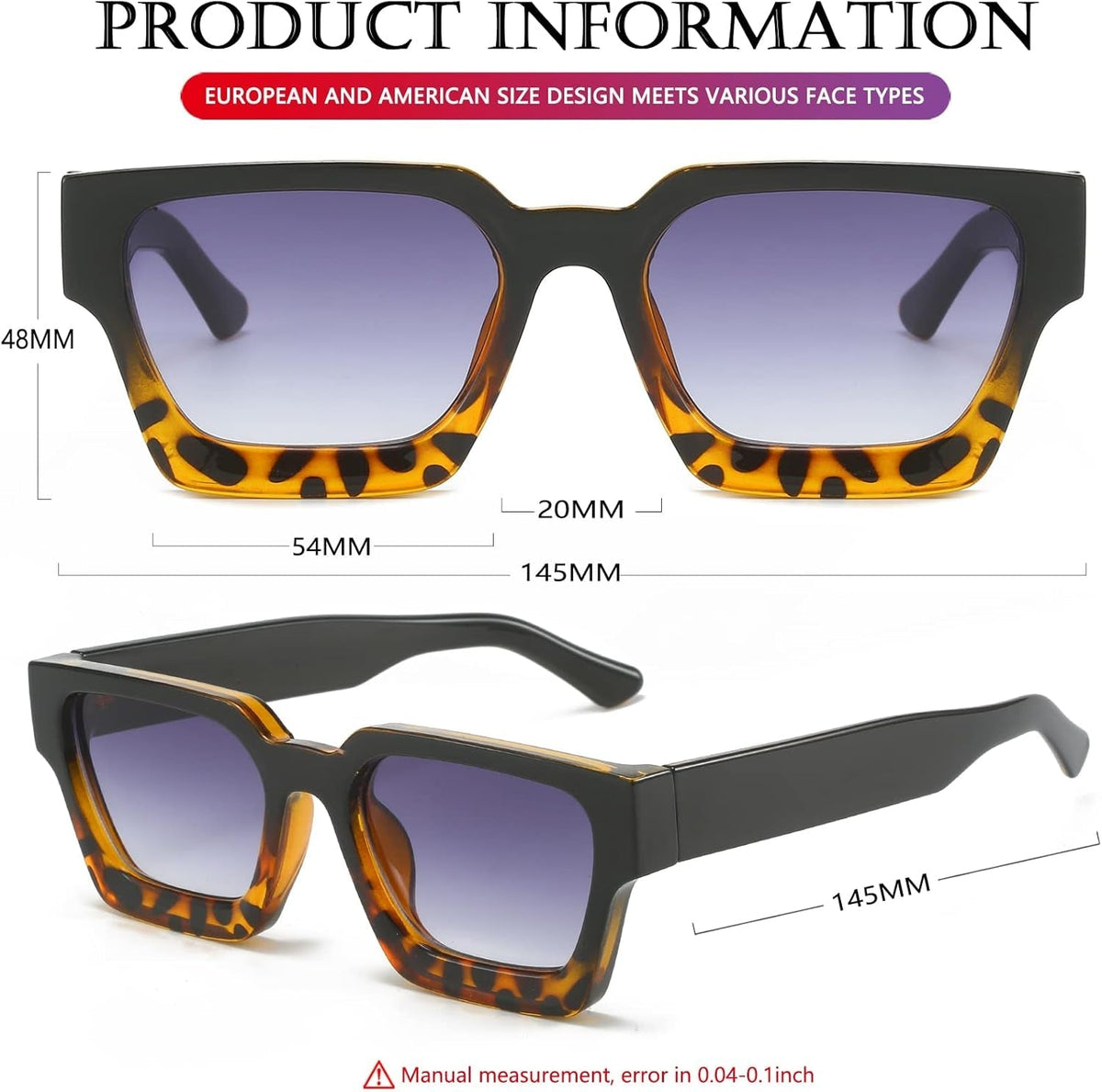 Square Sunglasses for Women Men Square Thick Frame Sun Glasses Simple Designer Style Shades