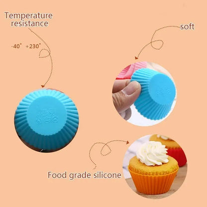 12PCS silicone muffin cups, silicone molds in the form of baking cups for kitchen baking tools, cakes and muffin pans (random color)