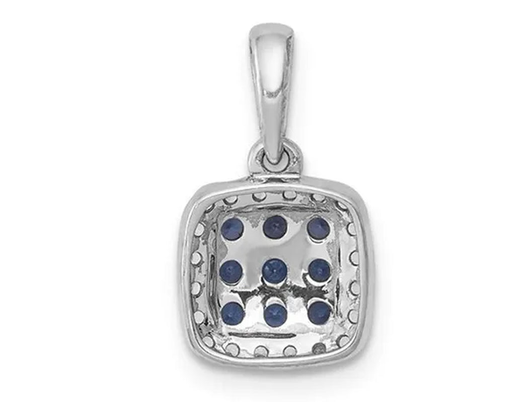 1/4 Carat (ctw) Natural Blue Sapphire Cluster Pendant Necklace with Diamonds and Chain