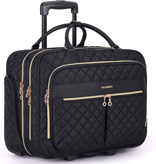 Rolling Laptop Bag Women, Briefcase for 17.3 Inch with Wheels Computer Case Work Travel Business