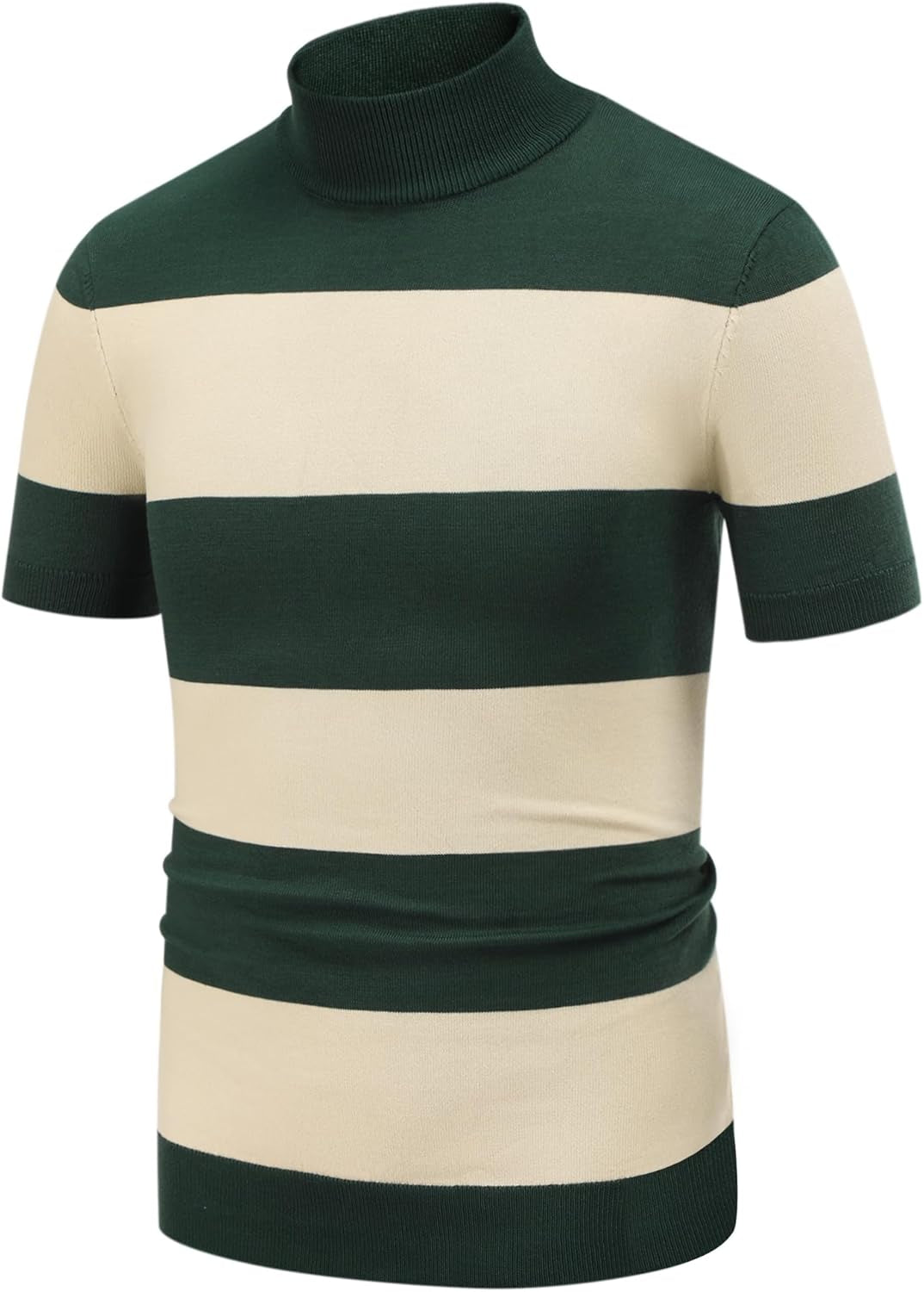 Mens Mock Turtleneck Sweater Short Sleeve Casual Dress Sweater Slim Fit Pullover Basic Knit Tee