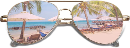 Classic Aviator Sunglasses for Women Men Metal Spring Hinges SJ1030