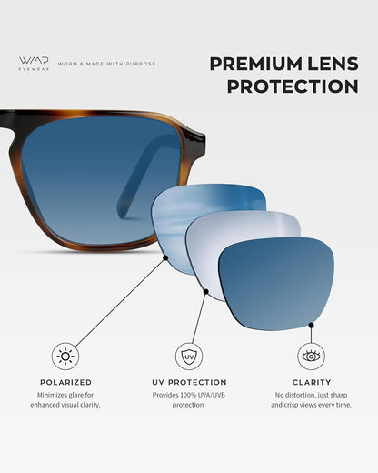 Polarized Modern Aviator One-Bridge Square Mens Sunglasses