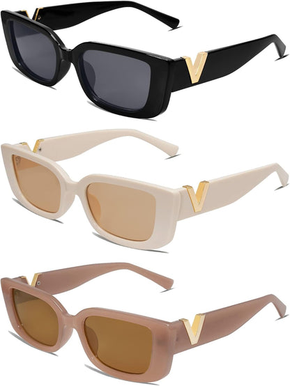 Rectangle Sunglasses for Women 90s Retro Trendy Y2K Classical Vintage Square Shades AR82037