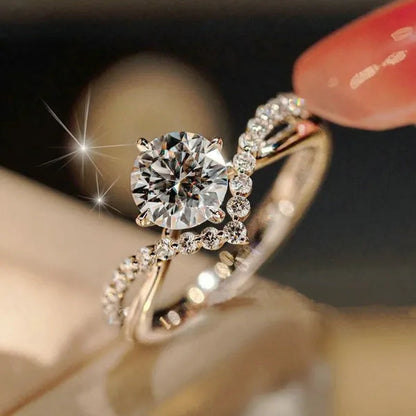 Luxury Bride Jewelry Trendy 925 Sterling Silver Criss Cross Ring White Sapphire Eternity Diamond Engagement Rings for Women Wedding Accessories Anniversary Party Gift