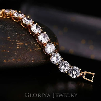 Gloriya Perfect Round Cut 0.5 carat AAA+ CZ Zirconia Silver Plated Classic Ladies Wedding Bracelets Bangles For Women Engagement Gift