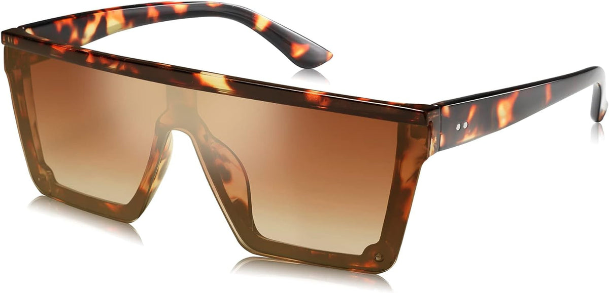 Square Big Sunglasses Women Thick Frame Flat Top Mirrored Sunnies Shades Goggle Siamese Lens SJ2117