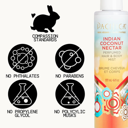 Beauty, Indian Coconut Nectar Hair Perfume & Body Spray, Coconut and Creamy Vanilla Scent, Natural & Essential Oils, Alcohol Free, Clean Fragrance, Vegan & Cruelty Free