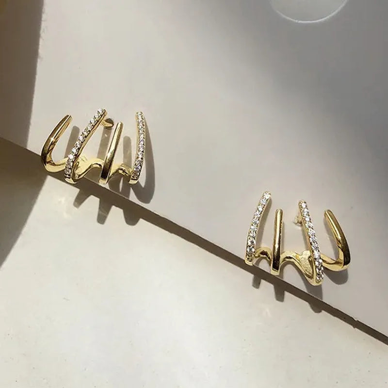 Shiny four-claw earrings ladies exquisite zircon earrings girls birthday party wedding temperament earrings niche high-end earrings