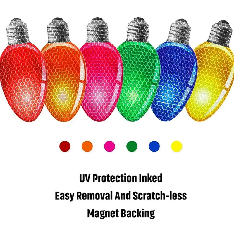 20 Pieces Reflective Car Magnets Set, 12 Pieces Xmas Holiday Christmas Lights Bulb Magnet Set for Xmas Holiday Winter Party Car, Garage, Mailbox, Refrigerator Decal with 8 Magnet Wire