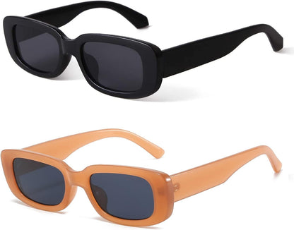 Rectangle Sunglasses for Women Retro Driving Glasses 90’s Vintage Fashion Narrow Square Frame UV400 Protection