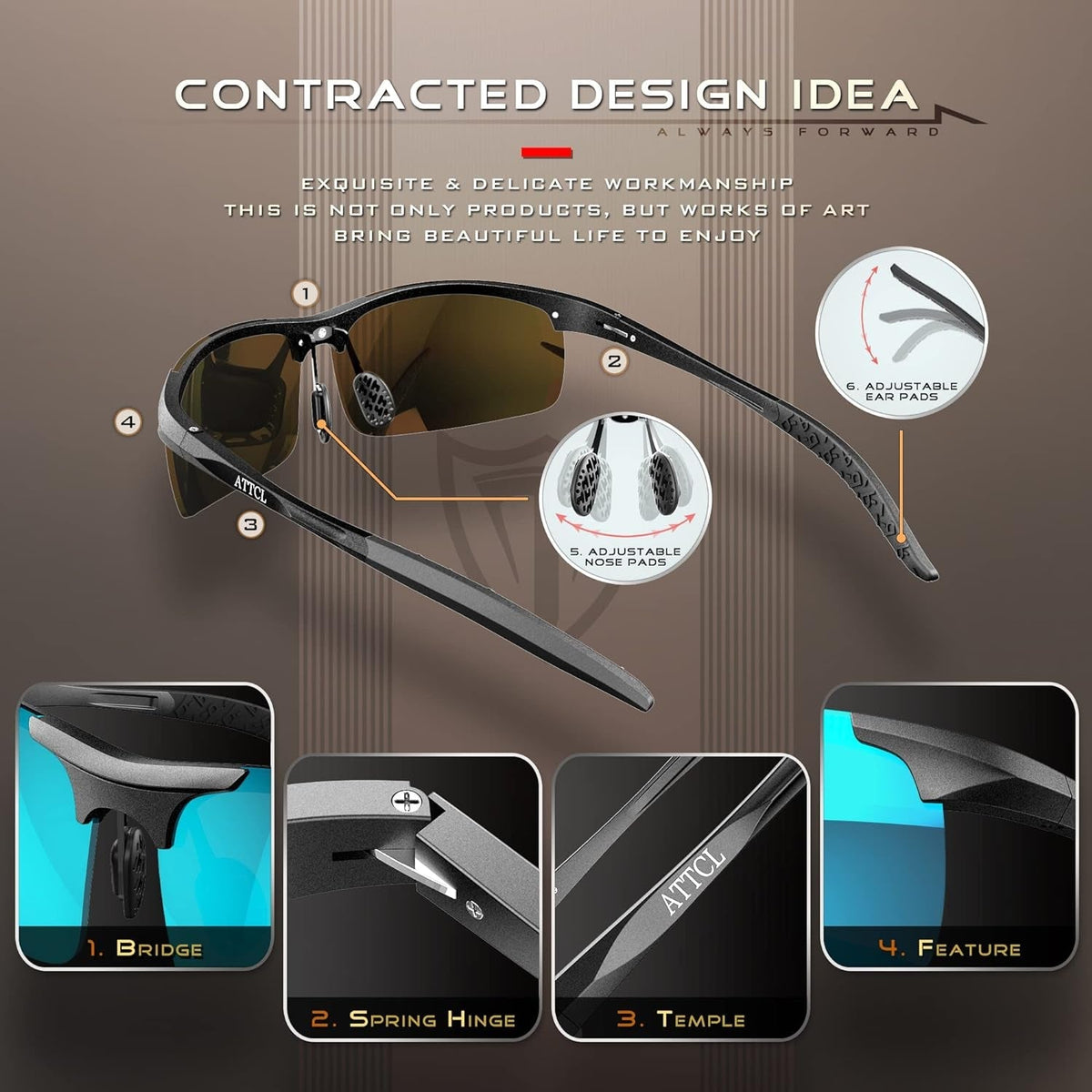 Men's Fashion Driving Polarized Sunglasses for Men - Al-Mg metal Ultralight Frame