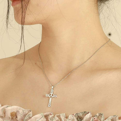 Stainless Steel Celtic Infinity Knot Christian Cross Religious Pendant Necklace