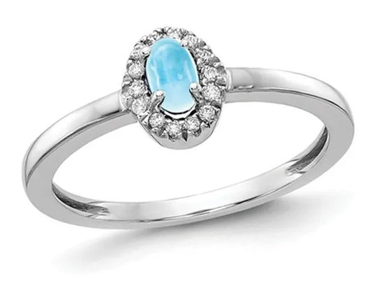 1/3 Carat (ctw) Cabochon Blue Topaz Ring in 14K White Gold