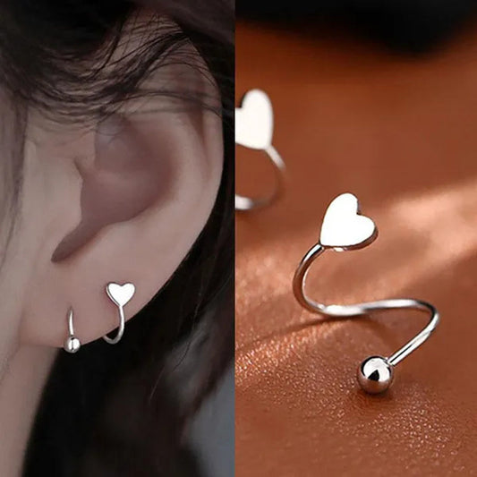 Simple Cute Pierced Heart Stud Earrings for Women Daily Casual Minimalist Accessories