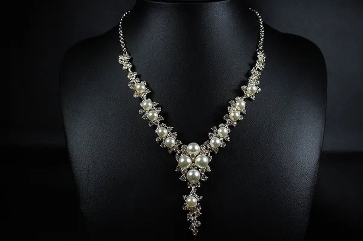 Fashion Clavicular Brilliant Diamond Crystal Necklace Charms Pendant Necklaces Handmade Pearl Wedding Party (Not Include Box)