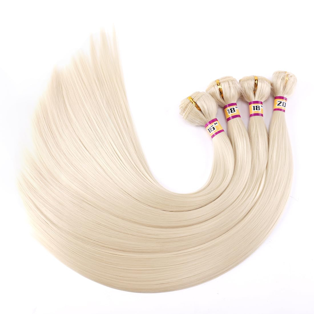 Silky Straight Synthetic Hair Weave 4 Hair Bundles Deals 16 18 18 20 Inches Color 613 Blonde Synthetic Hair Weft