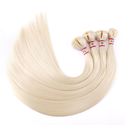 Silky Straight Synthetic Hair Weave 4 Hair Bundles Deals 16 18 18 20 Inches Color 613 Blonde Synthetic Hair Weft