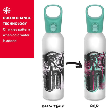 17.5-Oz Color Changing Glass Water Bottle with Silicone Coating, Leakproof and Textured Glass Reusable Water Bottle, Eco-Friendly, Bpa-Free Silicone Coating, Textural Art