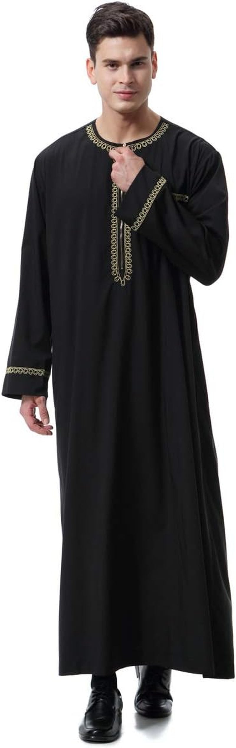 Men'S Muslim Clothes Durable Kaftan Robe Dubai Long Gown Ethnic Clothes,1Pc Soft Robe