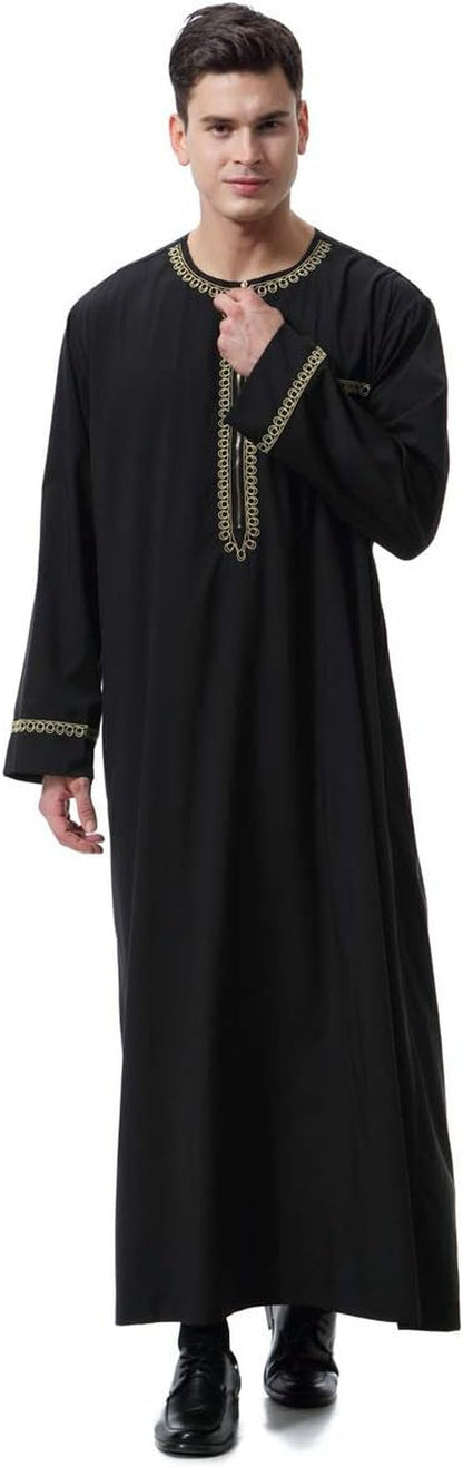 Men'S Muslim Clothes Durable Kaftan Robe Dubai Long Gown Ethnic Clothes,1Pc Soft Robe
