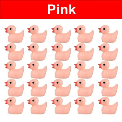 100/50/25/5PCS Cute Resin Mini Ducks Miniature Farm Artificial Animals Figures Ornament Tiny Duck for Home Fairy Garden Micro Landscape Potted Decor
