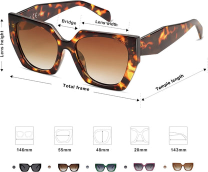 Trendy Oversized Polarized Sunglasses Womens Big Square Cateye Sunnies, Lentes De Sol Para Mujer SJ2205