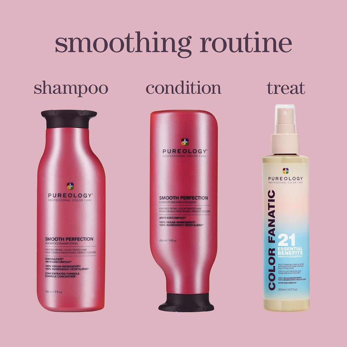 Pureology Smooth Perfection Conditioner - for Frizzy and Color-Treated Hair, Detangles & Controls Frizz, Sulfate-Free & Vegan