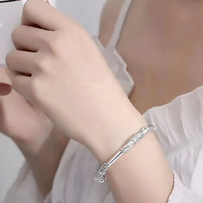 FASHION 925 Sterling Silver Creative Blooming Flowers Bracelets Bangles Cute for Women Fashion Party Wedding Accessories Jewelry