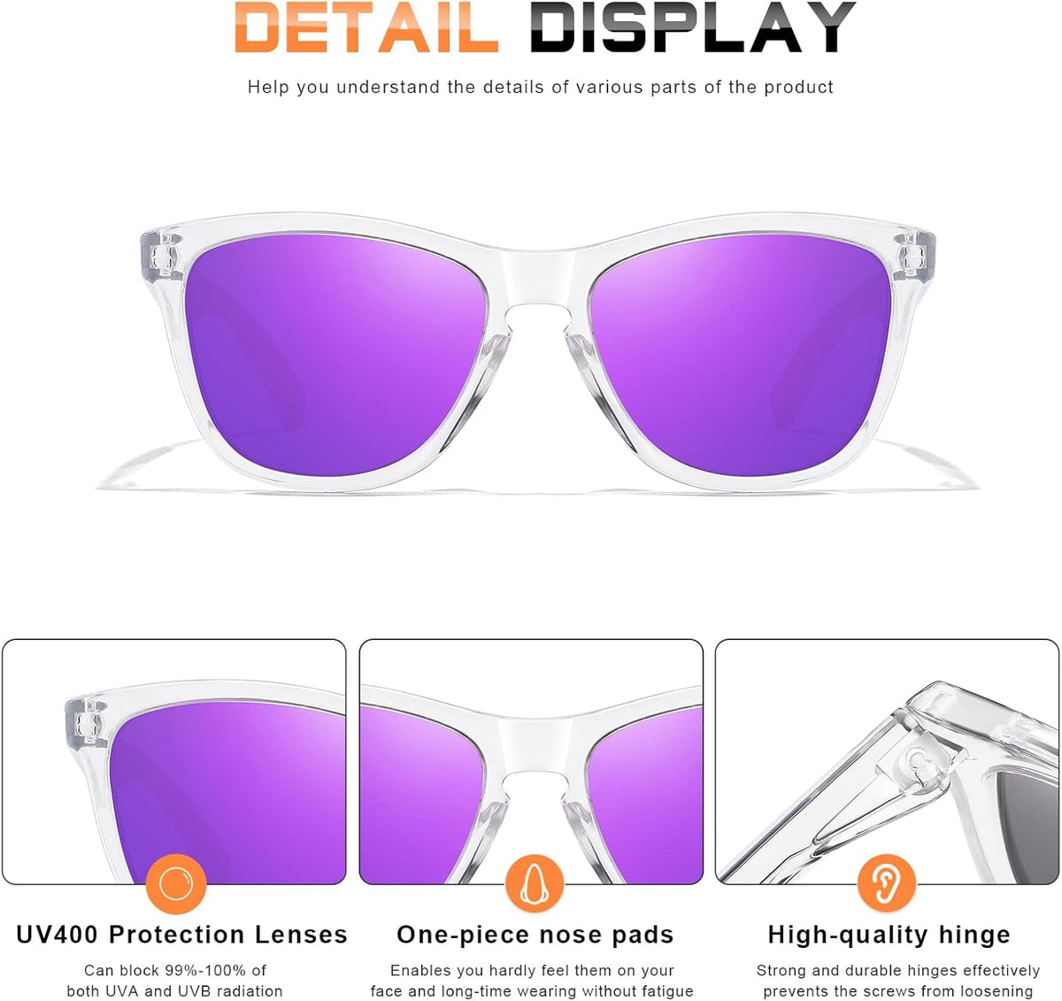 Sunglasses Womens Polarized Sunglasses for Women Trendy Designer Mirrored Sunglasses UV400 Protection Sun Glasses