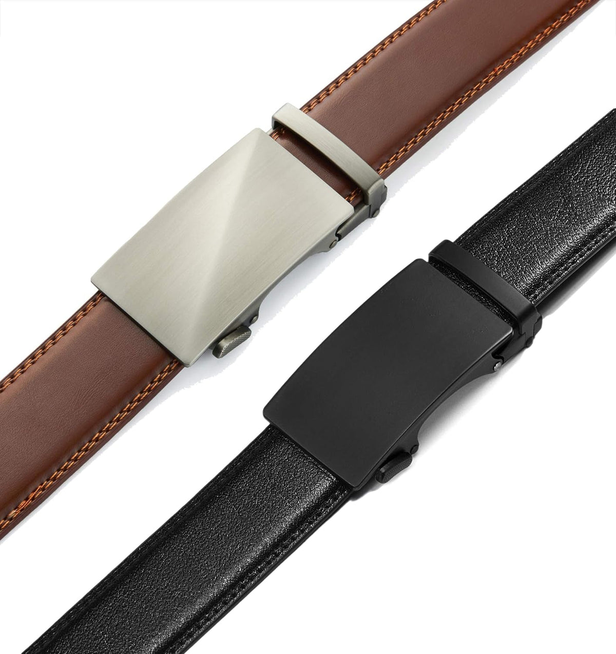 Leather Ratchet Belt Men 2 Pack - Customizable Fit, Effortless Style (35Mm)