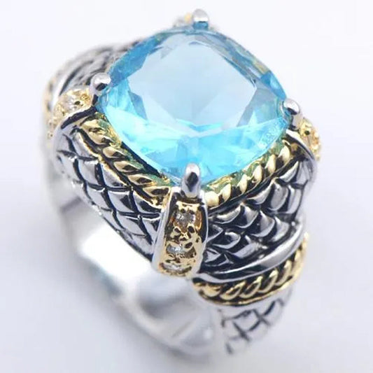 Aquamarine 925 Sterling Silver Fashion Ring Size 6 7 8 9 10 F558