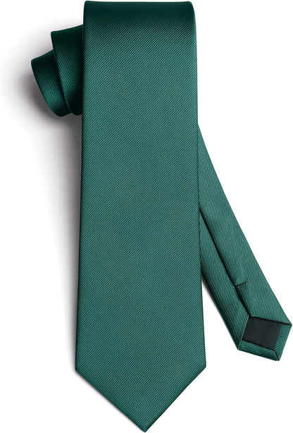 Mens Ties Solid Color Ties for Men Formal Necktie with Pocket Square Set Satin Silk Neck Tie Handkerchiefs Set