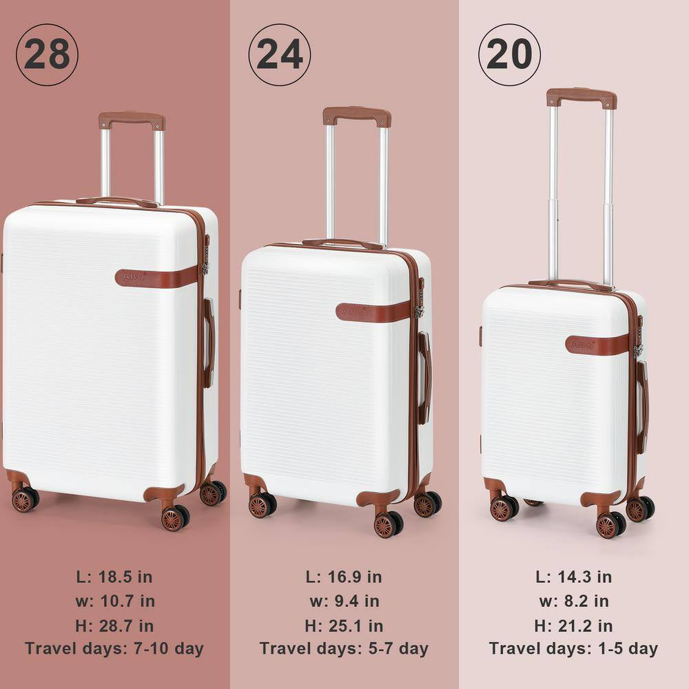 Catalina Waves Nested Hardside Luggage Set in White, 3 Piece - TSA Compliant