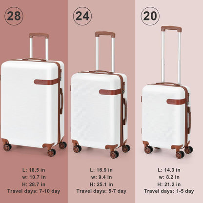 Catalina Waves Nested Hardside Luggage Set in White, 3 Piece - TSA Compliant