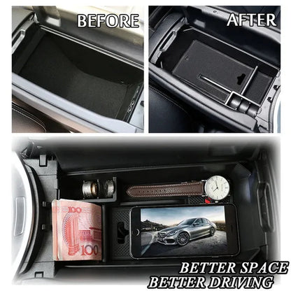 Xukey® Armrest Secondary Storage Box Center Console Glove Tray Center Console Organizer Insert Tray Car Accessories for Mercedes Benz C GLC Class W205 C180 C200 C260 C300 GLC200 GLC260 GLC300