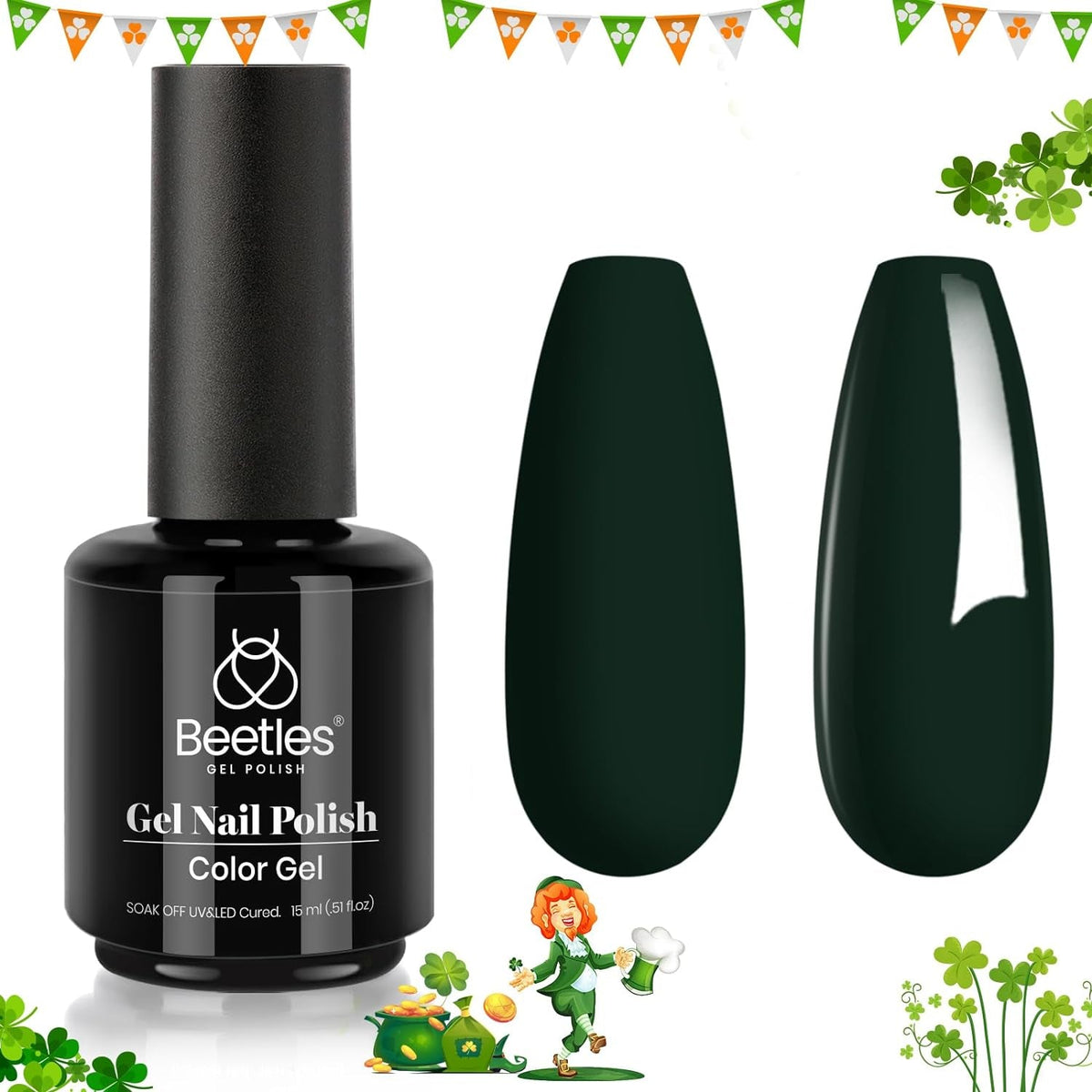 Beetles Gel Nail Polish, 1 Pcs 15ml White Color Soak Off Gel Polish Nail Art Manicure Salon DIY Gel Nail Design Decoration at Home Nail Lamp Needed Nails Minicure Kit Gift