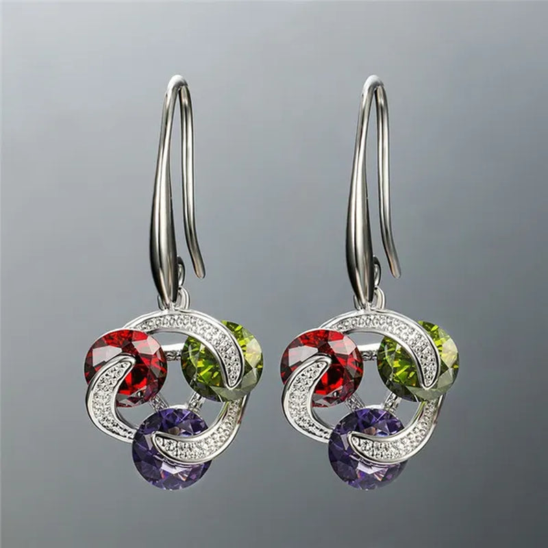 2020 New Fashion Mysterious Amethyst Peridot Ruby Drop Pendant Earrings Sterling Silver 925 Chic Diamond Charm Jewelry Surprise Gift