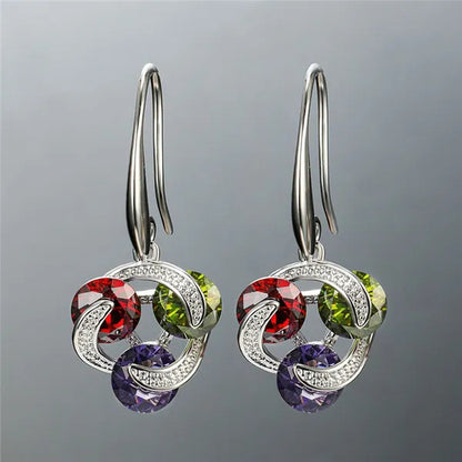 2020 New Fashion Mysterious Amethyst Peridot Ruby Drop Pendant Earrings Sterling Silver 925 Chic Diamond Charm Jewelry Surprise Gift