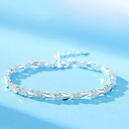 925 Sterling Silver Bracelet for Women Silver Bracelet Four-Leaf Clover Jewelry Friendship Bracelets Lucky Cute Bracelets