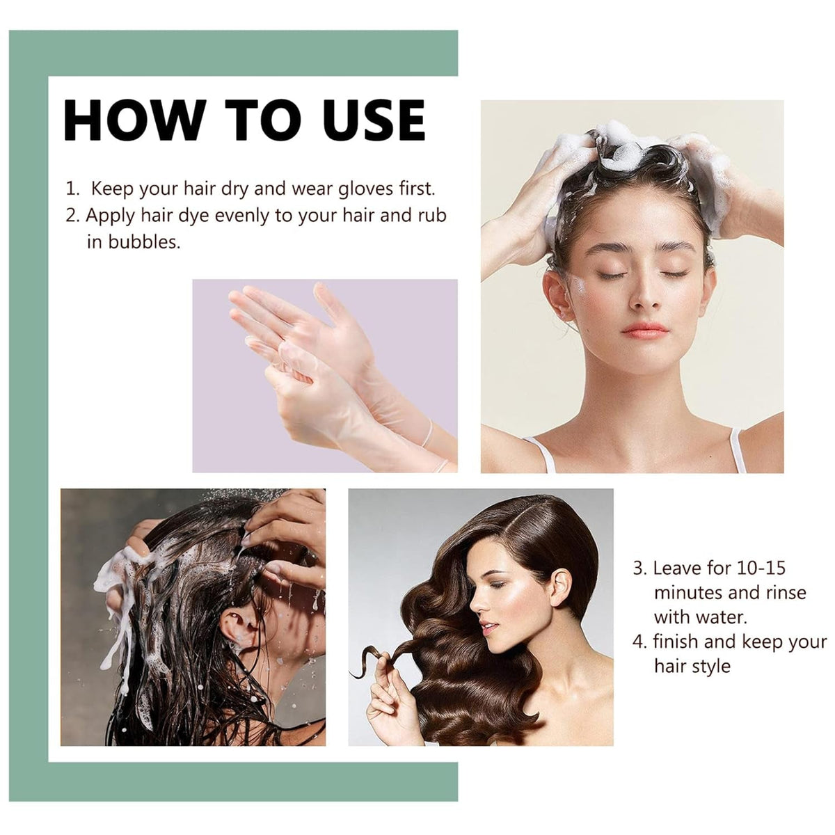 10 PCS  Hair Shampoo Instant Hair Dye for Men Women, Black Color - Simple to Use - Hair Dye Permanent - Last 30 Days - Natural Ingredients for Woman&Man