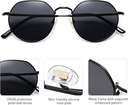 round Polygon Polarized Sunglasses for Women Men Retro Classic Vintage Panto Shades SJ1157